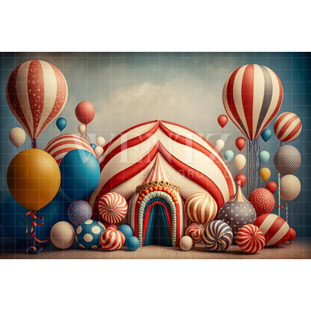 Fabric Photography Background Cake Smash Circus with Balloons / Backdrop 3019