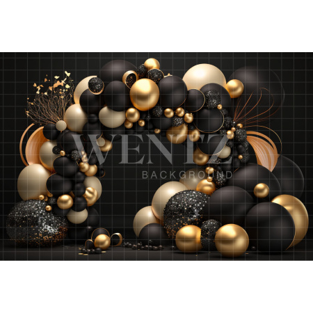 Fabric Photography Background Cake Smash Black and Gold / Backdrop 3043