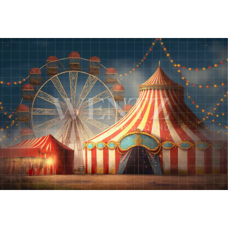 Fabric Photography Background Circus Tent and Ferris Wheel / Backdrop 3059