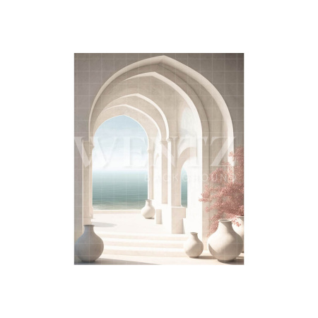 Fabric Photography Background Nature Arch Overlooking Sea / Backdrop 3064