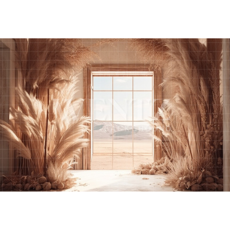 Fabric Photography Background Boho Scenery with Pampas Grass / Backdrop 3067