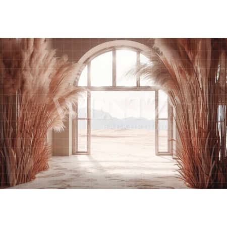 Fabric Photography Background Boho Scenery with Pampas Grass / Backdrop 3068