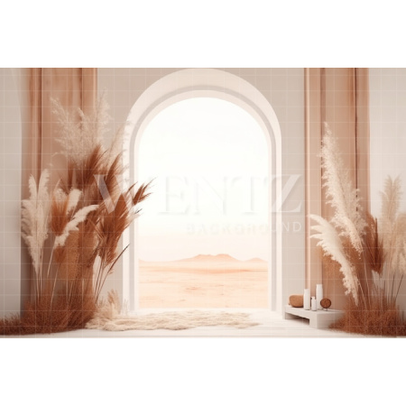 Fabric Photography Background Boho Scenery with Pampas Grass / Backdrop 3071