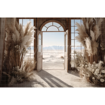 Fabric Photography Background Boho Scenery with Pampas Grass / Backdrop 3078