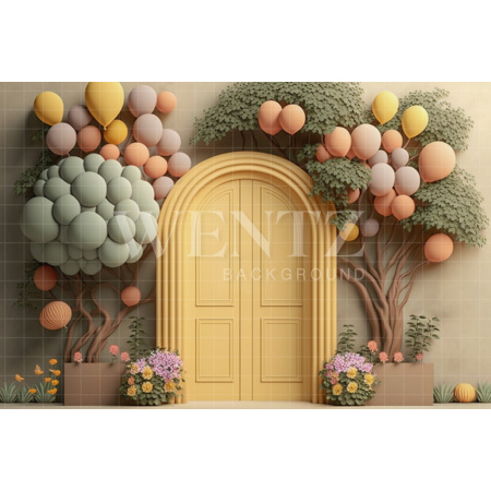 Fabric Photography Background Cake Smash Door with Flowers / Backdrop 3115