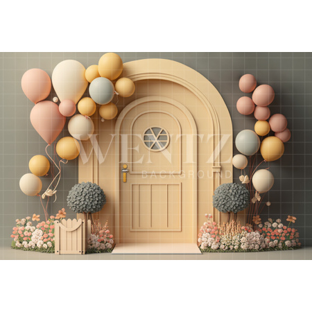 Fabric Photography Background Cake Smash Door with Flowers / Backdrop 3116