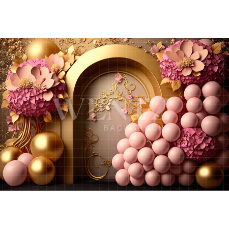 Fabric Photography Background Cake Smash Glitter Pink and Gold / Backdrop 3195