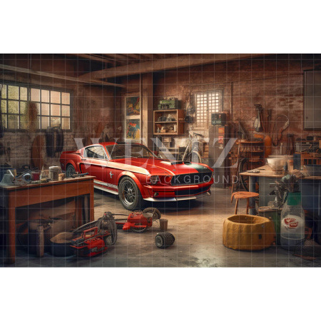 Fabric Photography Background Car Repair Shop / Backdrop 3413