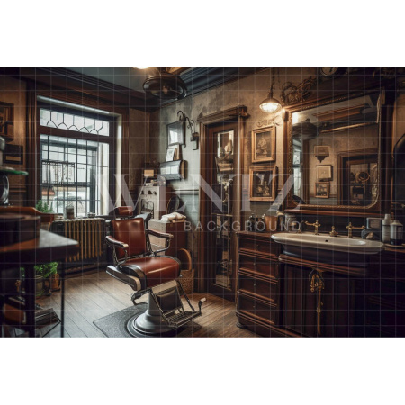 Fabric Photography Background Vintage Barbershop / Backdrop 3414