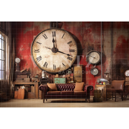 Fabric Photography Background Room with Clocks / Backdrop 3428