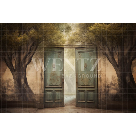 Fabric Photography Background Door and Trees / Backdrop 3431