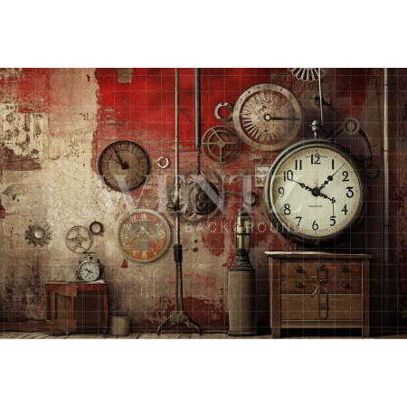 Fabric Photography Background Clocks Room / Backdrop 3439