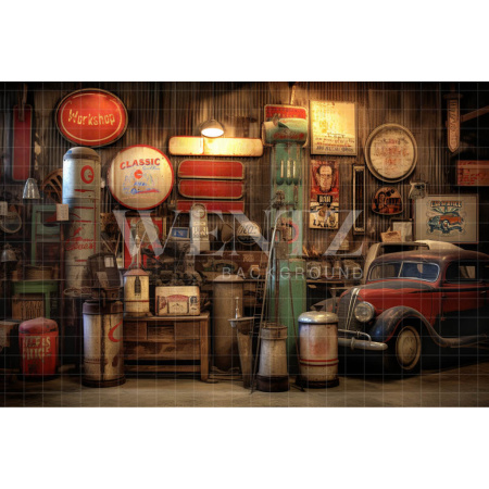 Fabric Photography Background Car Repair Shop / Backdrop 3452