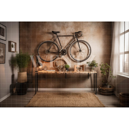 Fabric Photography Background Room with Bike / Backdrop 3453