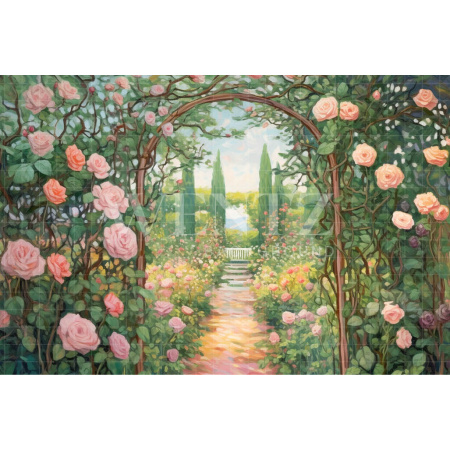 Fabric Photography Background Entrance to the Rose Garden / Backdrop 3658