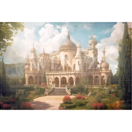 Fabric Photography Background Castle with Garden / Backdrop 3661