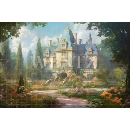 Fabric Photography Background Castle with Garden / Backdrop 3662