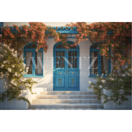 Fabric Photography Background Greek House Facade / Backdrop 3663