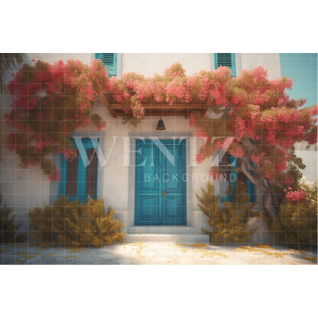 Fabric Photography Background Greek House Facade / Backdrop 3664