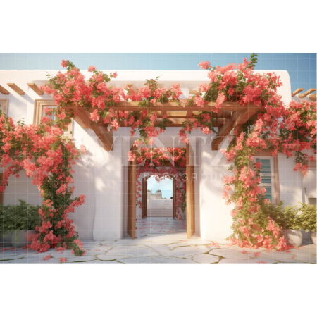 Fabric Photography Background Greek House Facade / Backdrop 3665