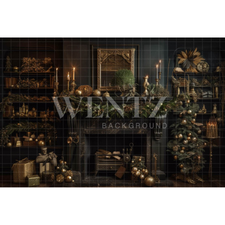 Fabric Photography Background Christmas Set with Fireplace / Backdrop 3837