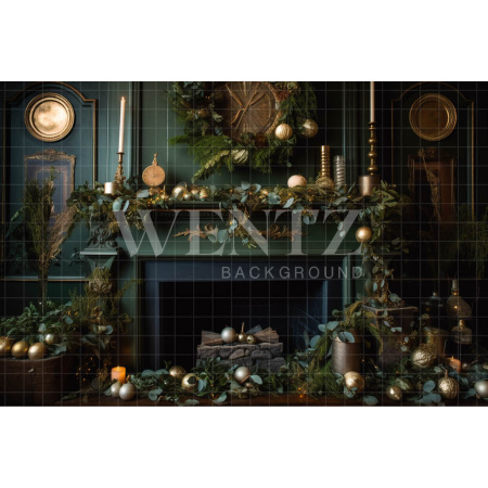 Fabric Photography Background Christmas Set with Fireplace / Backdrop 3839