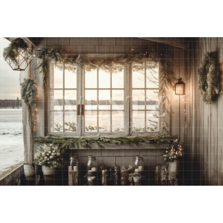 Fabric Photography Background  Christmas Balcony / Backdrop 3864