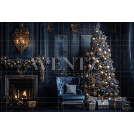 Fabric Photography Background Christmas Set with Fireplace / Backdrop 3877