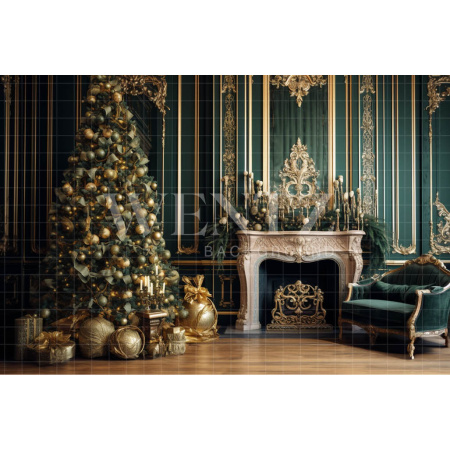 Fabric Photography Background Christmas Set with Fireplace / Backdrop 3937