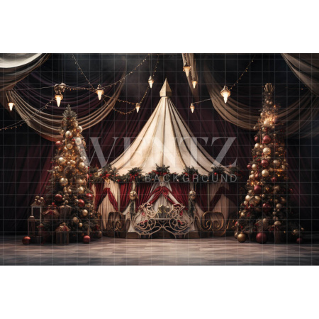 Fabric Photography Background Christmas Circus / Backdrop 4074