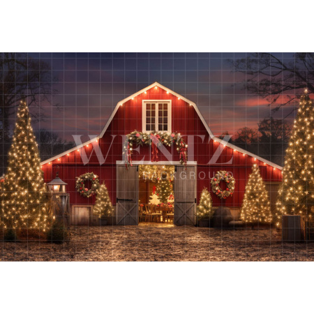 Fabric Photography Background Christmas Barn / Backdrop 4077