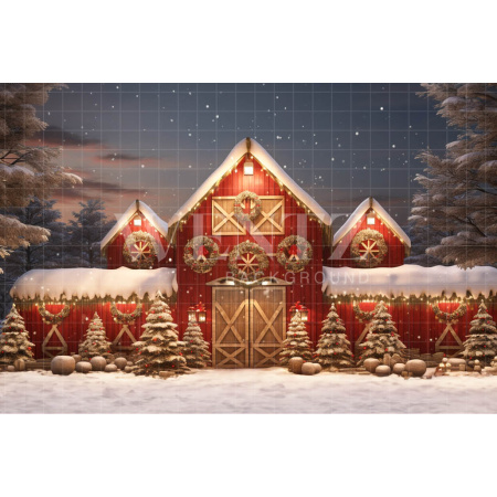 Fabric Photography Background Christmas Barn / Backdrop 4078