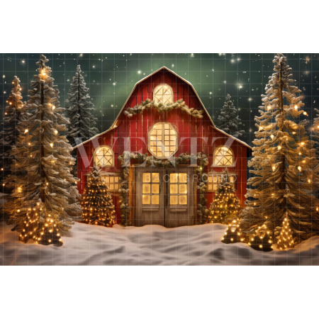 Fabric Photography Background Christmas Barn / Backdrop 4079