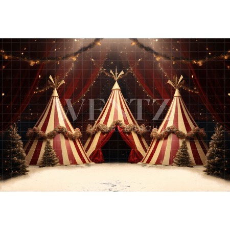 Fabric Photography Background Christmas Circus / Backdrop 4094