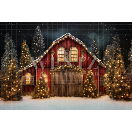 Fabric Photography Background Christmas Barn / Backdrop 4129