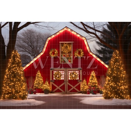 Fabric Photography Background Christmas Barn / Backdrop 4140