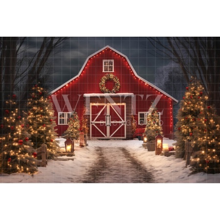 Fabric Photography Background Christmas Barn / Backdrop 4141