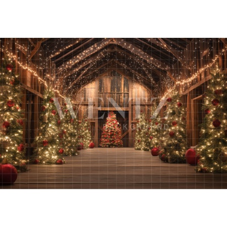 Fabric Photography Background Christmas Barn / Backdrop 4154