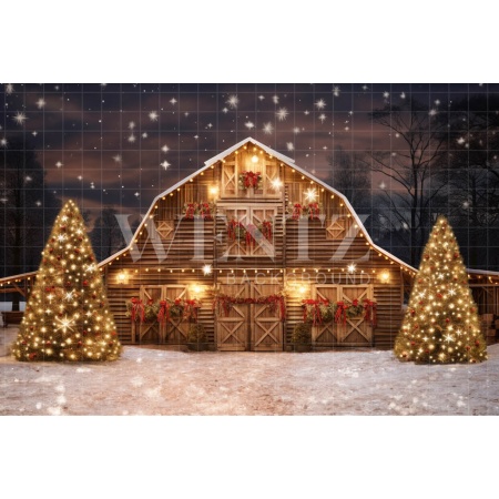 Fabric Photography Background Christmas Barn / Backdrop 4155