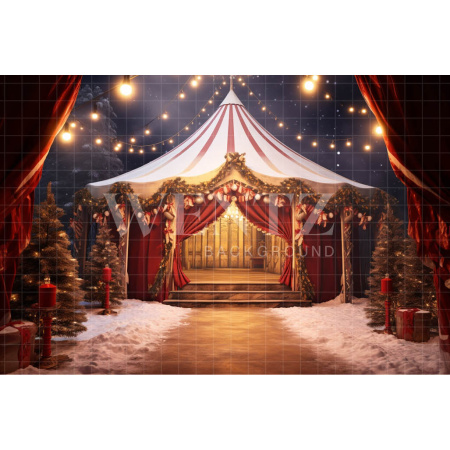 Fabric Photography Background Christmas Circus / Backdrop 4177