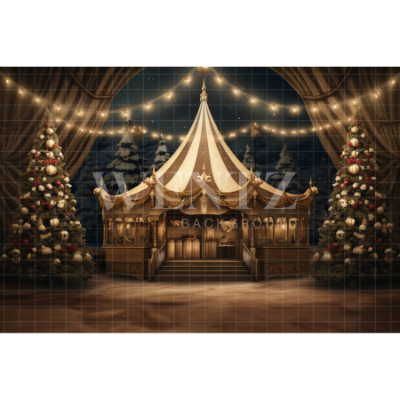 Fabric Photography Background Christmas Circus / Backdrop 4178