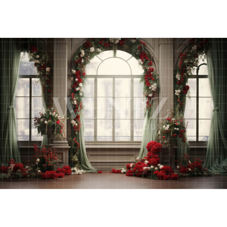 Fabric Photography Background Floral Christmas Room / Backdrop 4182