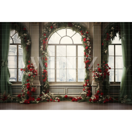 Fabric Photography Background Floral Christmas Room / Backdrop 4183