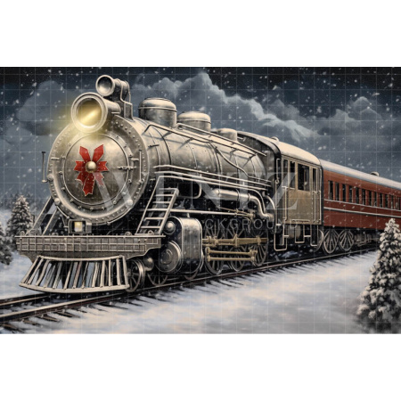 Fabric Photography Background Christmas Train / Backdrop 4228