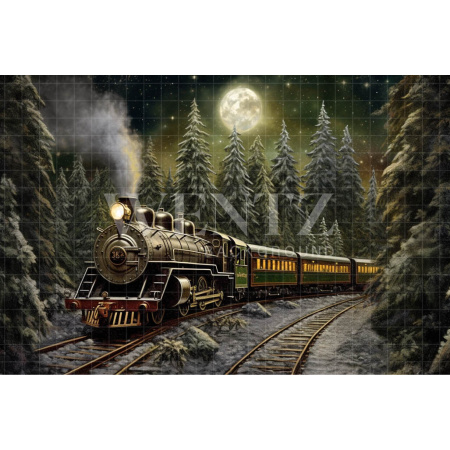 Fabric Photography Background Christmas Train / Backdrop 4230