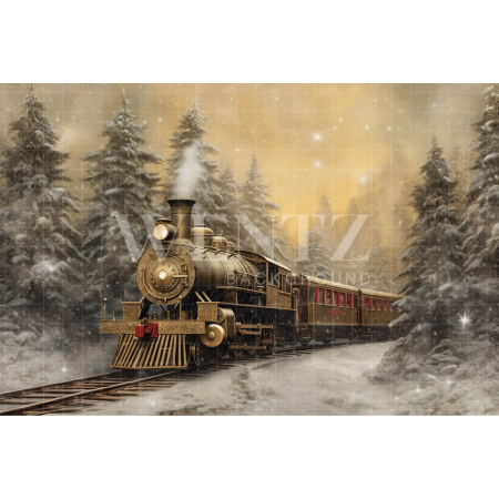 Fabric Photography Background Christmas Train / Backdrop 4231