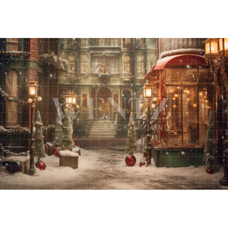 Fabric Photography Background Christmas Village / Backdrop 4237