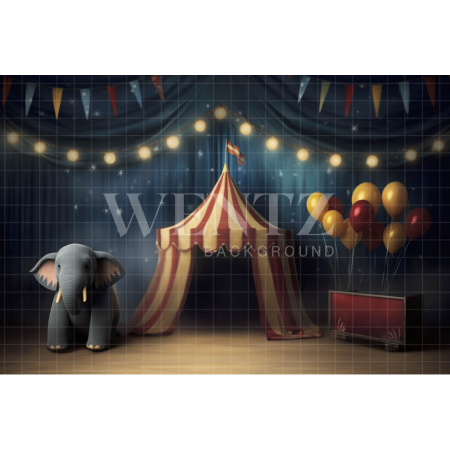 Fabric Photography Background Circus with Baby Elephant / Backdrop 4246