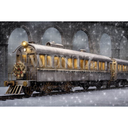 Fabric Photography Background Christmas Train / Backdrop 4267