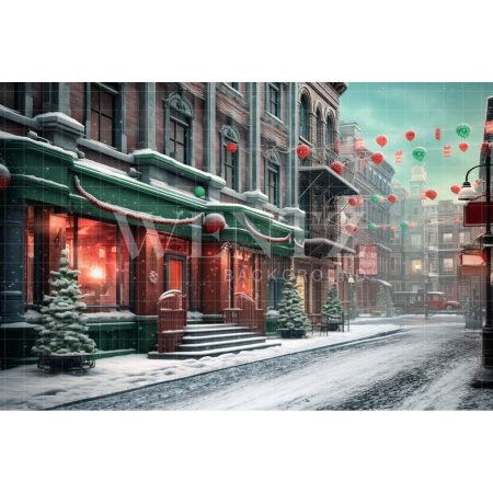 Fabric Photography Background Christmas Village / Backdrop 4277